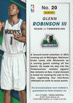 2014-15 Panini Threads - Rookie Threads #20 Glenn Robinson III Back