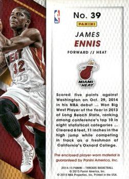 2014-15 Panini Threads - Rookie Threads #39 James Ennis Back