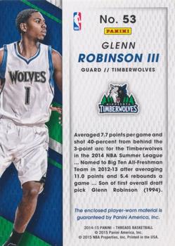 2014-15 Panini Threads - Rookie Threads #53 Glenn Robinson III Back