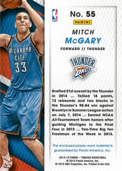 2014-15 Panini Threads - Rookie Threads #55 Mitch McGary Back