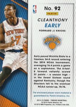 2014-15 Panini Threads - Rookie Threads #92 Cleanthony Early Back