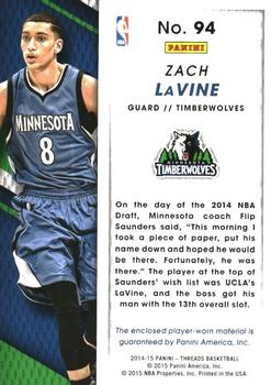 2014-15 Panini Threads - Rookie Threads #94 Zach LaVine Back