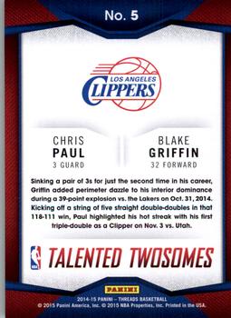 2014-15 Panini Threads - Talented Twosomes #5 Blake Griffin / Chris Paul Back