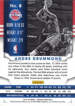 2014-15 Panini Threads - Century Proof Gold #8 Andre Drummond Back