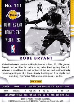 2014-15 Panini Threads - Century Proof Red #111 Kobe Bryant Back