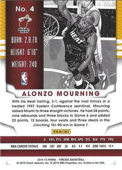 2014-15 Panini Threads - Century Proof Red #4 Alonzo Mourning Back