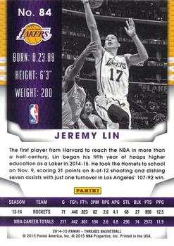 2014-15 Panini Threads - Century Proof Red #84 Jeremy Lin Back