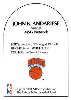 1990-91 Hoops - Announcers #NNO John K. Andariese Back