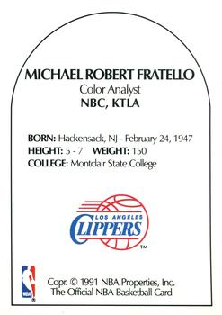 1990-91 Hoops - Announcers #NNO Michael Robert Fratello Back