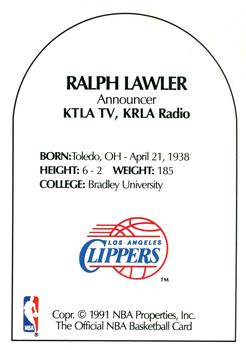1990-91 Hoops - Announcers #NNO Ralph Lawler Back