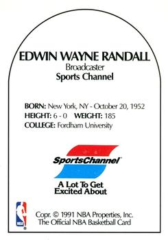 1990-91 Hoops - Announcers #NNO Edwin Wayne Randall Back