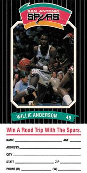 1988-89 Diamond Shamrock San Antonio Spurs #NNO Willie Anderson Front