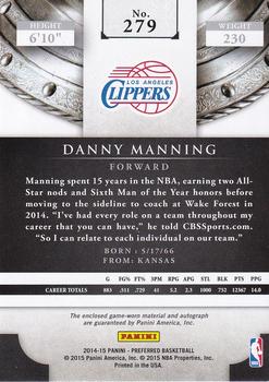 2014-15 Panini Preferred #279 Danny Manning Back