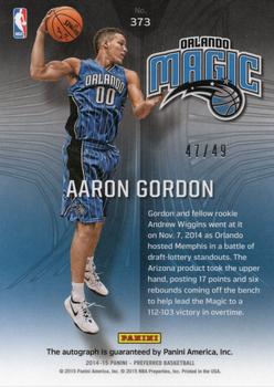 2014-15 Panini Preferred #373 Aaron Gordon Back