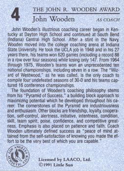 1991 Wooden Award Winners #4 John Wooden Back