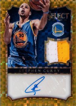 2014-15 Panini Select - Jersey Autographs Prizms Gold #18 Stephen Curry Front