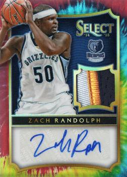 2014-15 Panini Select - Jersey Autographs Prizms Tie Dye #11 Zach Randolph Front