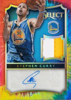 2014-15 Panini Select - Jersey Autographs Prizms Tie Dye #18 Stephen Curry Front
