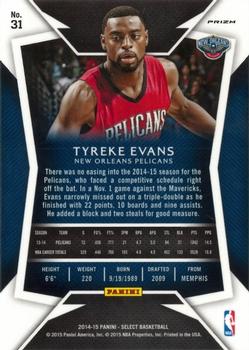 2014-15 Panini Select - Prizms Blue and Silver #31 Tyreke Evans Back