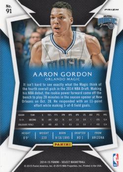 2014-15 Panini Select - Prizms Blue and Silver #91 Aaron Gordon Back
