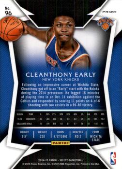 2014-15 Panini Select - Prizms Blue and Silver #96 Cleanthony Early Back