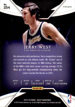 2014-15 Panini Select - Prizms Purple and White #254 Jerry West Back