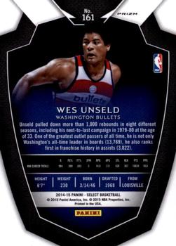 2014-15 Panini Select - Prizms Silver #161 Wes Unseld Back