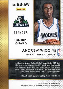 2014-15 Panini Select - Rookie Signatures #RS-AW Andrew Wiggins Back