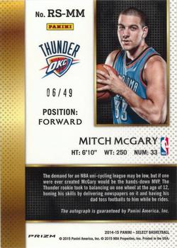 2014-15 Panini Select - Rookie Signatures Prizms Copper #RS-MM Mitch McGary Back
