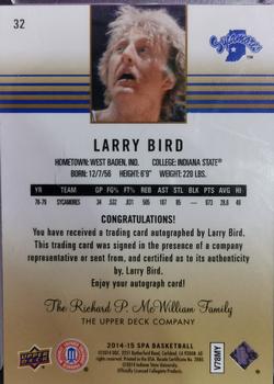 2014-15 SP Authentic - Limited Auto #32 Larry Bird Back