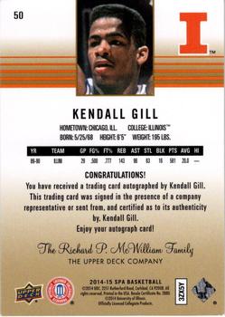 2014-15 SP Authentic - Limited Auto #50 Kendall Gill Back