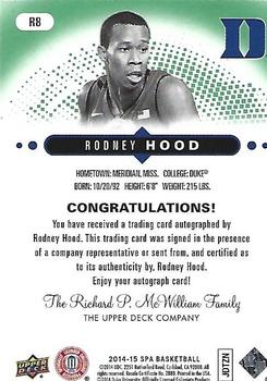 2014-15 SP Authentic - Rookie Extended Autographs Emerald #R8 Rodney Hood Back