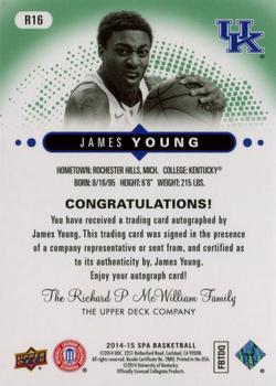 2014-15 SP Authentic - Rookie Extended Autographs Emerald #R16 James Young Back