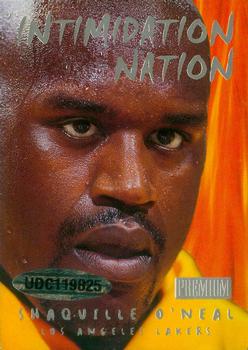 2014-15 SP Authentic - Shaquille O'Neal Buyback Autographs #14 1998-99 Skybox Premium Intimidation Nation 1 IN Front