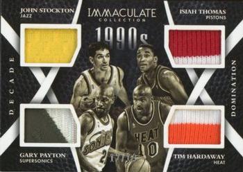 2014-15 Panini Immaculate Collection - Decade Domination Quads #DD-90S2 Isiah Thomas / Gary Payton / John Stockton / Tim Hardaway Front