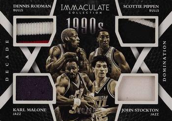 2014-15 Panini Immaculate Collection - Decade Domination Quads #DD-90S3 Karl Malone / Scottie Pippen / Dennis Rodman / John Stockton Front
