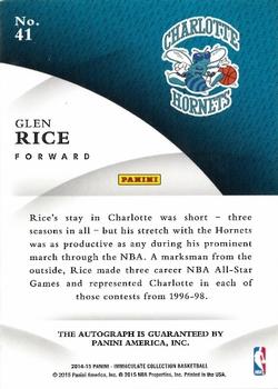 2014-15 Panini Immaculate Collection - INK #41 Glen Rice Back