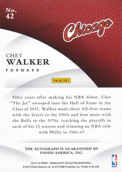 2014-15 Panini Immaculate Collection - INK #42 Chet Walker Back