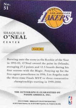 2014-15 Panini Immaculate Collection - INK #51 Shaquille O'Neal Back