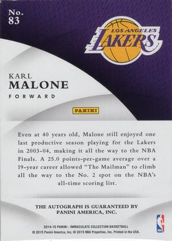 2014-15 Panini Immaculate Collection - INK Red #83 Karl Malone Back