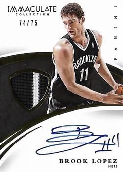 2014-15 Panini Immaculate Collection - Patches Autographs #PA-BL Brook Lopez Front
