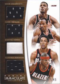 2014-15 Panini Immaculate Collection - Quad Relics #Q-POR Clifford Robinson / Clyde Drexler / Kevin Duckworth / Scottie Pippen Front