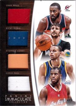 2014-15 Panini Immaculate Collection - Quad Relics #Q-AST Chris Paul / Ricky Rubio / John Wall / Stephen Curry Front
