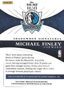 2014-15 Panini Immaculate Collection - Shadowbox Signatures #SH-MF Michael Finley Back