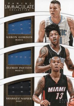 2014-15 Panini Immaculate Collection - Trios Relics #T-AES Aaron Gordon / Elfrid Payton / Shabazz Napier Front