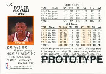 1991-92 Hoops Prototypes #002 Patrick Ewing Back