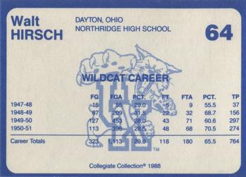 1988-89 Kentucky's Finest Collegiate Collection #64 Walt Hirsch Back