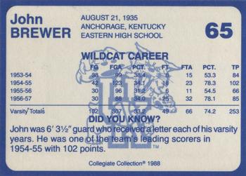 1988-89 Kentucky's Finest Collegiate Collection #65 John Brewer Back