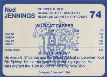 1988-89 Kentucky's Finest Collegiate Collection #74 Ned Jennings Back