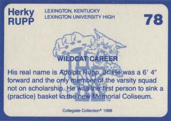 1988-89 Kentucky's Finest Collegiate Collection #78 Herky Rupp Back